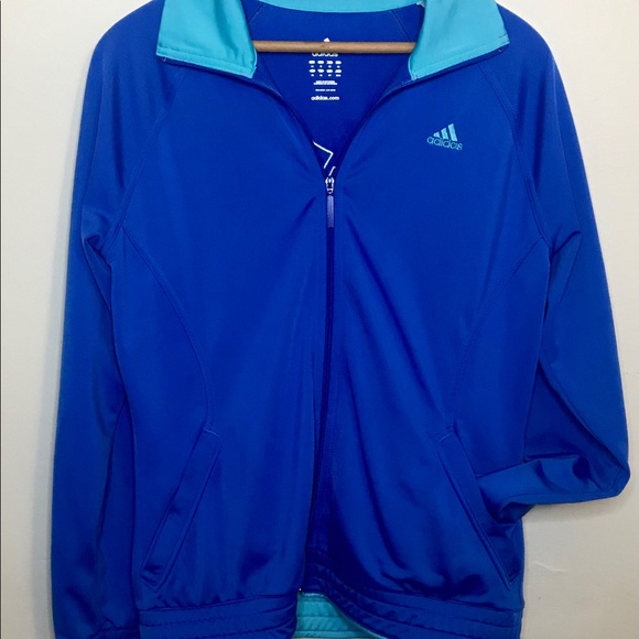 Adidas - Zip Up Jacket Blue Boys Size 14 - Picture 2 of 6
